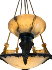 French Art Deco Alabaster Chandelier, 1930s